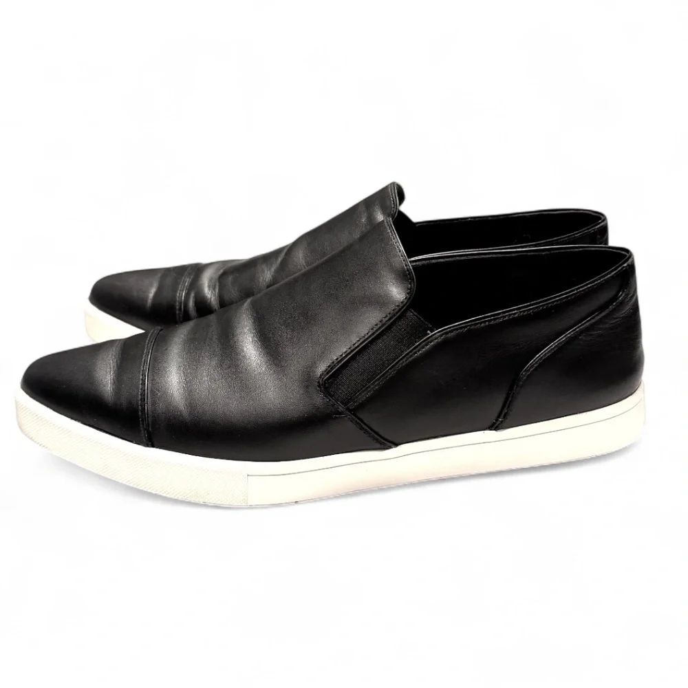 VINCE Black Leather Slip-On Sneakers – Women’s Size 9 (EU 39)